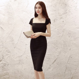 2016夏季韩版修身短袖打底裙包臀OL气质性感时尚紧身连衣裙中长款