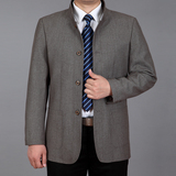 2016春季男装商务休闲夹克衫中年男士立领薄款修身外套爸爸装衣服