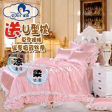 冰丝1.8m床 被套床套被单纯色公主风被子床上四件套 床裙式双人床