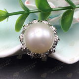珍珠戒指 18K金镶嵌 珍珠圆珠裸珠来料加工设计戒指款式定制工费