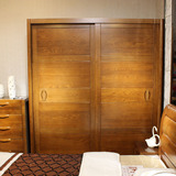 榆木衣柜 现代中式实木衣柜小户型简约移门衣柜厂家直销二门衣柜