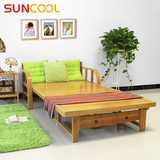 阳光谷 折叠沙发床 实木午休床 两用竹床 简易双人床