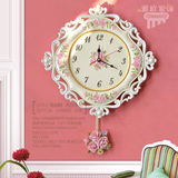 欧式创意田园缕空挂钟大客厅卧室挂表结婚装饰时钟表时尚树脂壁钟