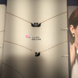 香港代购施华洛世奇swarovski水晶新款玫瑰金黑天鹅锁骨链项链