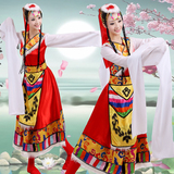 藏族舞蹈演出服装女成人水袖演出服长裙广场舞民族服装表演服饰