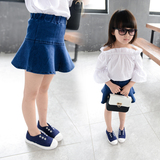 女童2016夏装款新款韩版宝宝儿童夏装休闲裙子牛仔短裙半身裙