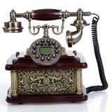 新款无线蓝牙座机仿古电话机复古欧式老式实木高档家用固定电话机