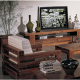 北美黑胡桃实木布艺沙发一二三真皮组合沙发现代中式定制客厅家具