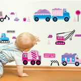 3d立体卡通贴画儿童房墙贴 卧室温馨可移除墙角贴纸起重机车子