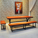 美式铁艺办公桌子餐桌椅组合做旧实木复古家具休闲户型长方形组装
