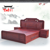 明清古典红木床 非洲红花梨1.8米双人床 纯实木雕刻 卧室红木大床