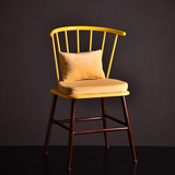 美式复古实木铁艺靠背洽谈沙发椅子欧式简约现代创意休闲家用餐椅