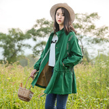 花园派对 2016秋装新款韩版时尚休闲百搭宽松中长款女士风衣外套