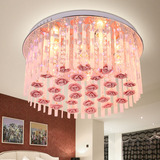 陶瓷花朵led吸顶灯粉红色圆形温馨浪漫卧室婚房间创意客厅水晶灯