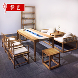 禅匠老榆木餐桌新中式书桌实木办公桌免漆家具茶桌椅组合禅意茶台
