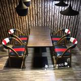 咖啡厅桌椅 时尚混搭拼色复古工业风西餐厅 特色餐馆主题餐厅桌椅