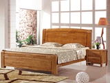 新款简约实木大床1.5/1.8米 新中式橡木简易双人床卧室家具床头柜