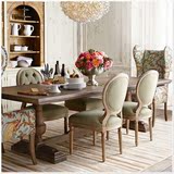 美式乡村实木方形餐桌椅组合法式简约复古长方形餐厅饭桌办公桌