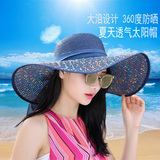 沙滩帽夏天韩版帽子夏季青年潮太阳帽女士可折叠户外防晒遮阳草帽