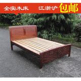 深色实木床单人床 红胡桃木色 儿童小床 橡木床106 1.2米 1.5米
