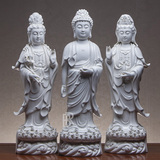 德化陶瓷18寸站式西方三圣观音菩萨家居客厅摆件大号白瓷佛像