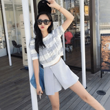 时尚2016夏装新款韩版女装短袖显瘦裤裙女夏裙裤套装短裤两件套潮