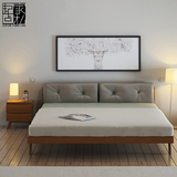 北欧日式实木橡木床  1.5/1.8米双人床简约现代软靠背床卧室婚床