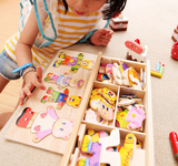 婴幼儿童小熊换衣服男女孩宝宝益智立体拼图积木制玩具1-2-3-4岁