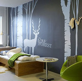 爱的森林小鹿 可移除 大型墙贴 客厅沙发电视卧室童话背景贴