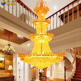 金色水晶灯大气复式楼客厅灯楼中楼大吊灯酒店别墅大厅楼梯餐厅灯