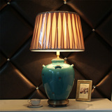 美式陶瓷全铜台灯卧室床头灯大号欧式创意客厅灯具地中海复古奢华