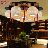 新中式陶瓷吸顶灯古典白瓷客厅灯卧室餐厅灯复式楼酒店饭厅顶灯具