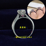 纯银戒指 女镀白金 珠宝首饰仿真钻石真爱情侣对戒 指环 可订莫桑