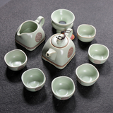 台湾汝窑开片汝瓷整套茶艺小茶道红茶杯陶瓷功夫茶杯茶具套装特价