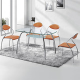 现代简约椭圆形小户型餐桌椅组合钢化玻璃桌店铺洽谈桌休闲咖啡桌