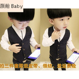 春季新款儿童礼服马甲三件套装男童小西装5韩版6潮3小男孩衬衫8岁
