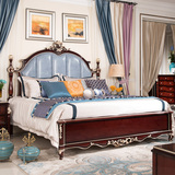 欧式真皮床美式实木床 新古典雕花双人床1.8米婚床大床最新款婚床