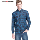 JackJones杰克琼斯含亚麻棉质印花长袖衬衫O|215105064