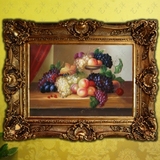手绘欧式餐厅油画客厅有框画装饰画壁画玄关卧室古典静物水果单幅