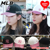 韩国直邮专柜正品MLB代购 16夏百搭帽子亮片 白色棒球帽 粉色亮片