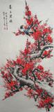 四尺条幅喜鹊梅花国画 100%纯手绘 客厅竖幅风水画红梅花鸟字画