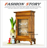 特价日单zakka 复古 做旧 木质 实木 收纳柜 欧式两层玻璃柜