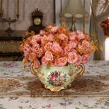 欧式复古家居客厅餐桌装饰工艺品美式摆件陶瓷仿真小干花瓶花器插
