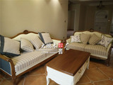 美式实木沙发欧式布艺沙发田园三人位地中海客厅定做组合家具