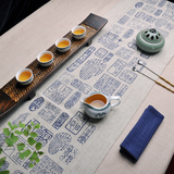 包邮大号印章茶垫中式手工棉麻布桌旗蜡染风茶席禅意桌布茶具配件