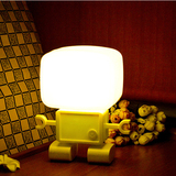 创意智能声控光控小夜灯机器人USB充电LED感应台灯卧室床头喂奶灯