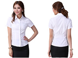 白衬衫女短袖韩版新款春季女装修身胖mm大码女衬衫正装职业女工装