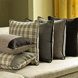 现代简约全棉黑色布艺创意沙发方形抱枕靠垫套床头靠背靠枕含芯