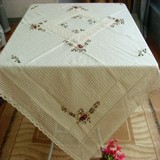 欧式布艺棉麻家用桌布餐巾田园手绣花方盖布茶几桌垫180圆形台布