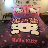 凯蒂猫全棉卡通三四件套kitty纯棉被套床单笠KT儿童床上用品春夏